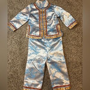 Kid baby blue Chinese traditional set